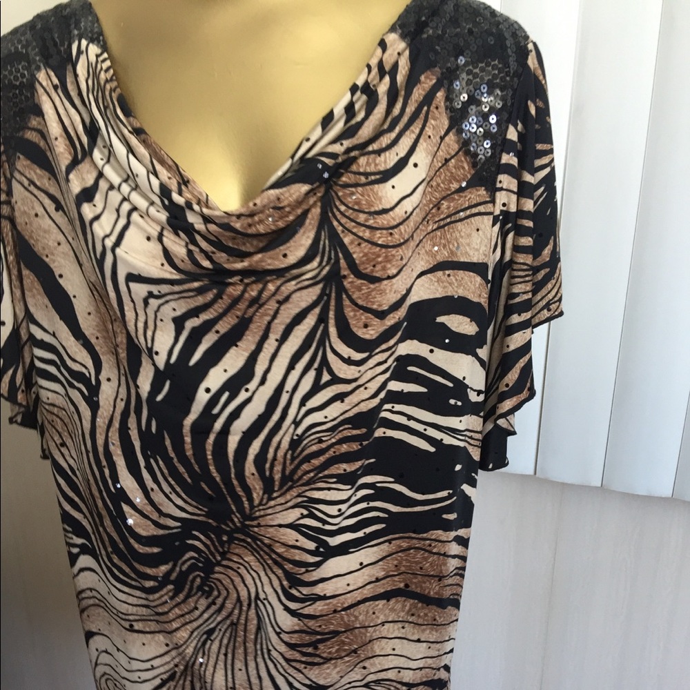 SOLD!!! Dress Barn Woman Sequined Animal Print Blouse..1X